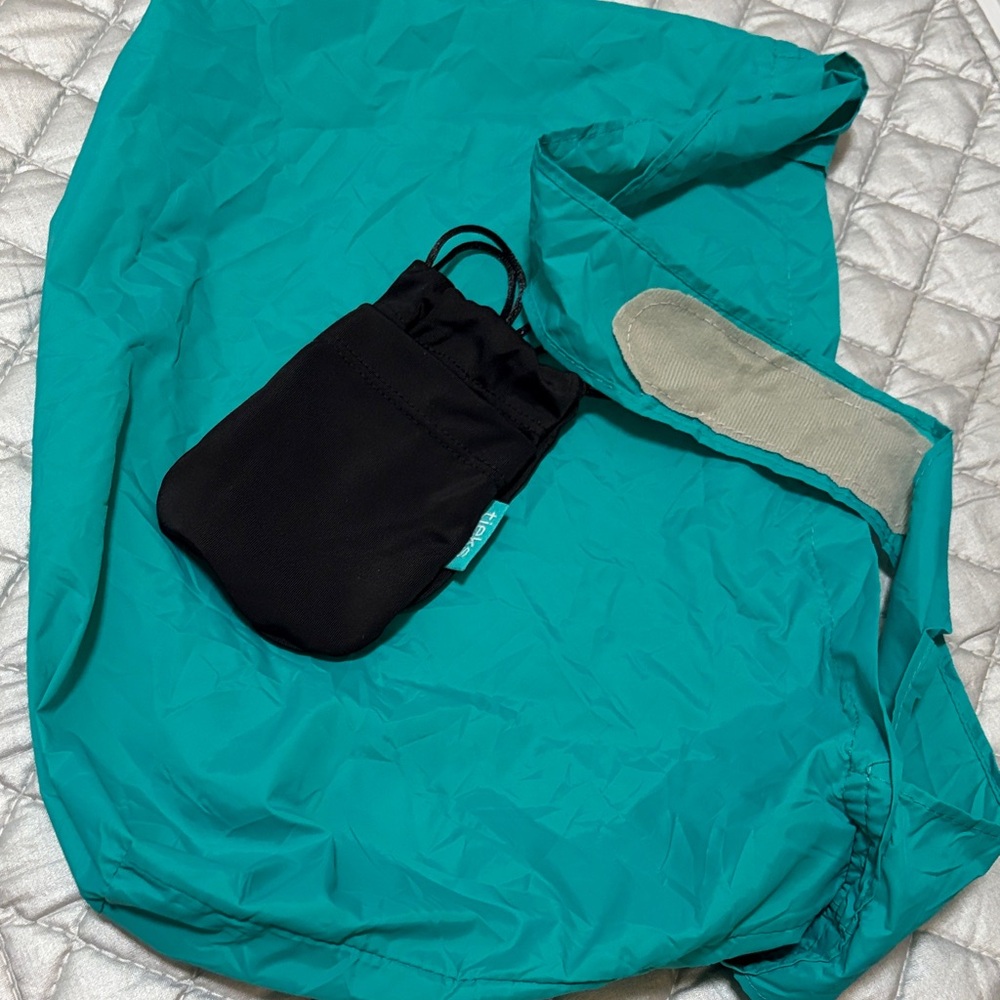 Tieks Black Tote with Teal Tag